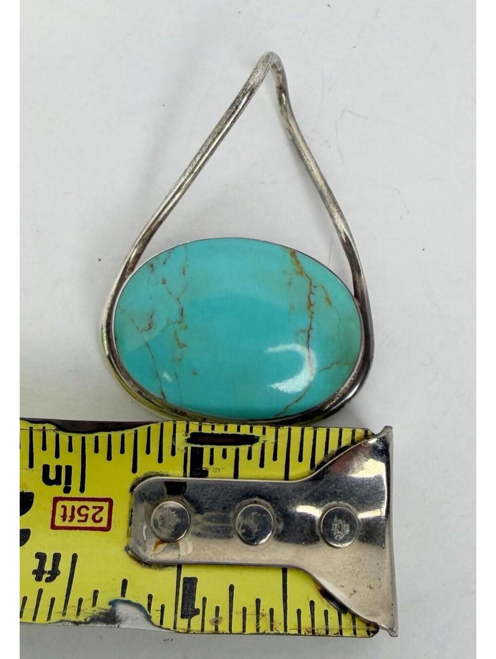Vintage Taxco Mexico Pendant Sterling Silver Teal Turquoise TC-75 - Picture 12 of 14